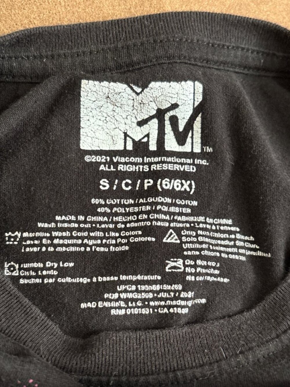 MTV Girls Graphic T-Shirt Black 5/6X Retro Animal Print Cotton Blend - Picture 3 of 3